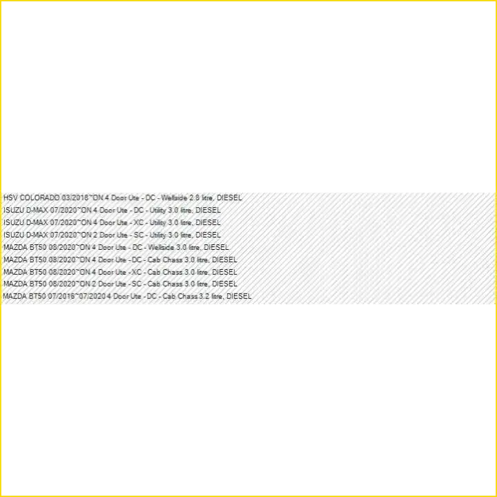 Black and white text listing diesel truck models on a diagonal striped background in dobinsons vs lift junkie nz article