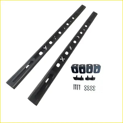 Black metal windshield wiper arms with sleek design and holes paired with 1 pair of 100kg rating roof racks carry bars