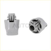 Gray plastic sun visor retainer clip hook with gear-like interior and tabbed lock for Nissan Murano Rogue