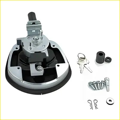 Silver and black truck trailer twist lock with keyless entry circular base metal parts fits canopies trailers utes