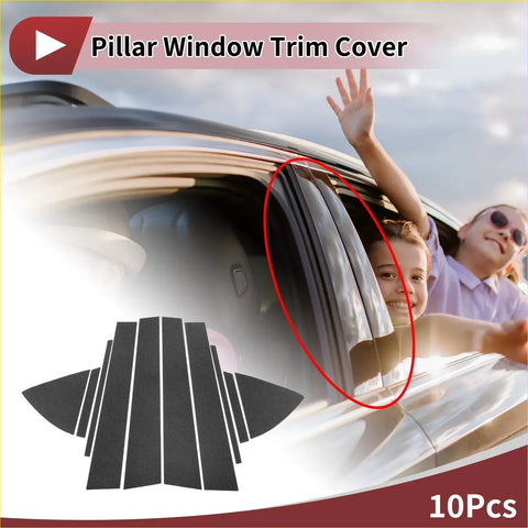 Black carbon fiber style pillar window trim cover for toyota vios car doors 2014 to 2023 model