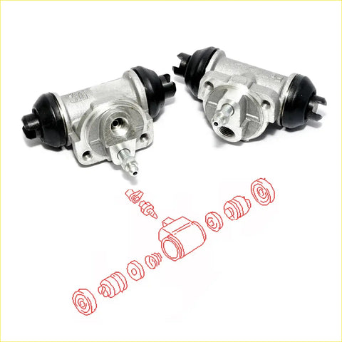 Silver metal 11/16 rr wheel brake cylinders with black rubber end caps for nissan datsun bluebird u12 u13