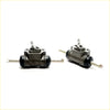 Gray metallic 13/16 rear wheel brake cylinder with black rubber seals and threaded fittings for toyota hilux 78-83