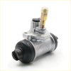 Silver metallic 15/16 rear wheel brake cylinder with black rubber seals and brass threaded rod for nissan navara d21