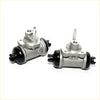 Silver metal 15/16 rear wheel brake cylinder with black rubber seals and threaded fittings for Nissan Pathfinder Terrano WD21