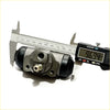 15/16 rear wheel brake cylinder for Toyota Hilux with gray metal body and black rubber boots measured at 96.94 mm