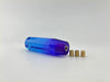15cm bubble gear knob translucent blue faceted with metallic threaded end and three brass-colored fittings