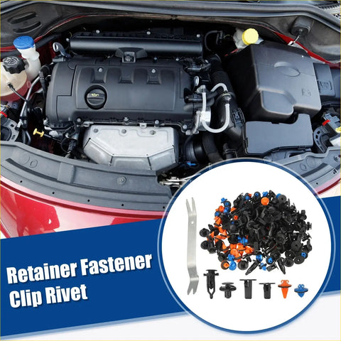 Black and orange plastic retainer fastener clip rivets with metal tool from 180 pcs kit for Toyota 4Runner