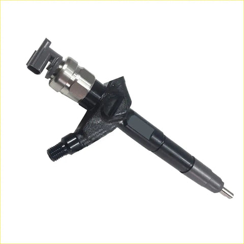 Black and silver diesel fuel injector with metallic threaded tip and plastic fittings for nissan navara d22 2.5l