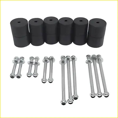 Black rubber bushings and silver metal rods in rows for 2 inch body lift kit fit for toyota hilux 4x4 2005 to 2013