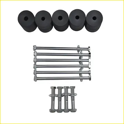 Black rubber grommets and silver metal rods with screws for 2 inch cab only body lift kit fit for landcruiser 75 series