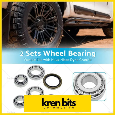Two sets front wheel bearing kit in black and silver metal suitable for toyota hilux hiace dyna granvia models