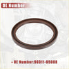 Brown rubber engine crankshaft oil seal with metallic inner ring for toyota land cruiser 2000-2023 shown from back side