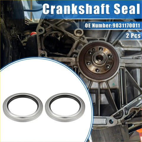 Silver metallic engine crankshaft seals shown in circular inset for toyota land cruiser 1998-2007
