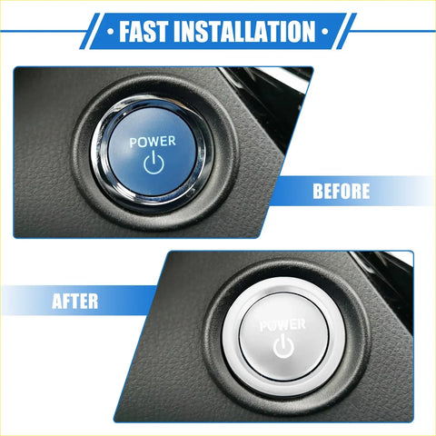 Chrome finished circular engine start ignition button cover with power engraved for toyota sienna 2022 2023
