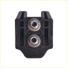 Black plastic front hood latch catch and bracket for jeep wrangler tj with two silver threaded inserts and blue rings