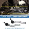 Silver metal front inner and outer tie rod ends with black rubber boots for toyota prius 2010-2015 front outer links