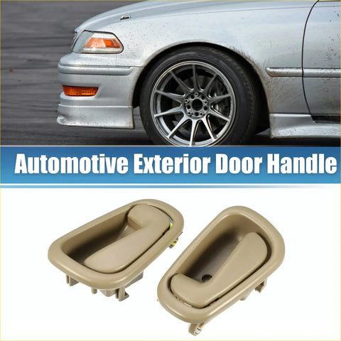Beige plastic front rear interior door handles for toyota with molded grip and mounting tabs shown from the back side