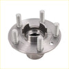 Silver metallic front wheel hub bearing assembly with four threaded lug bolts for discovery sport evoque