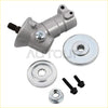 Silver metal lawn mower blade guard assembly with black bolts and washers for redmax bc260s gearbox replacement