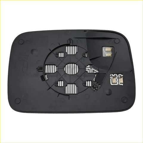 Black plastic heated side mirror housing with circuit board and mounting hardware for dodge ram 1500 2500 back view