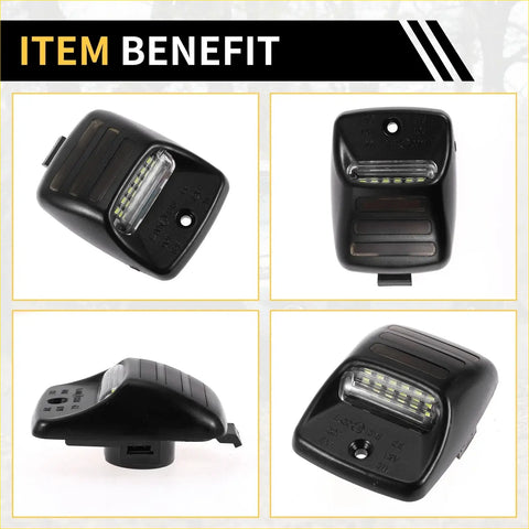 Black plastic side marker light with integrated led strip and mounting bracket for toyota tundra license plate lamp