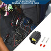 Black 2 pin auto waterproof sensor connector plug for Toyota with yellow interior and red terminal caps shown from back side