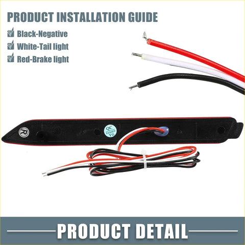Backside of black plastic led brake tail light assembly with red white and black wiring for 2019 toyota rav4 rear bumper reflector