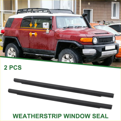 Black rubber rear weatherstrip window seal for Toyota FJ Cruiser 2007-2014 shown from the back side
