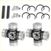 Two silver universal joint assemblies with black rubber seals and threaded ends for ranger crew xp 900 prop shaft yokes