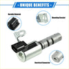 Silver metallic engine valve position sensor with black connector and bracket for toyota 4runner 4.0l backside view