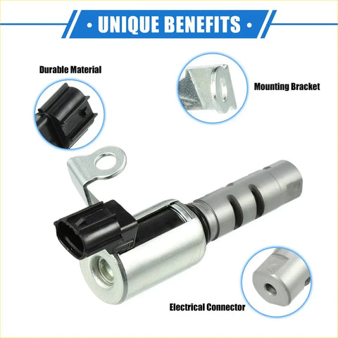 Silver metallic engine valve position sensor with black connector and bracket for toyota 4runner 4.0l backside view