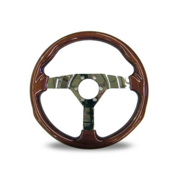 Autotecnica Raceway Woodgrain Polished Spoke Steering