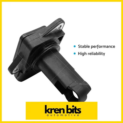 Black plastic mass air flow meter sensor from kren bits 22204-22010 for toyota corolla shown from back side