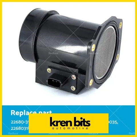 Black afm air flow meter with metallic mesh intake and gold screws for skyline r33 r34 rb25det engines