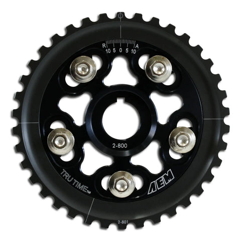 AEM 23-802BK Tru-Time Adjustable Cam Gear. Black. 5-Bolt.