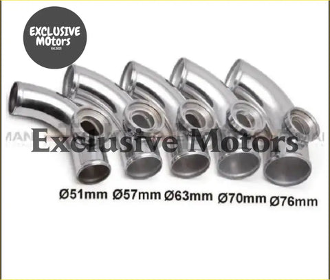 Set of chrome stainless steel 2 inch 51mm 90 degree flange pipe elbows for type 2 adjustable sqv bov fitting