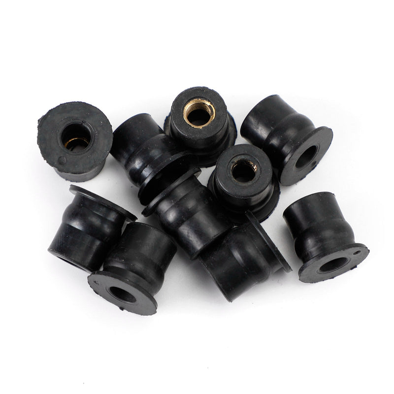Fairing & Screen Fixing Pack of 10 - 13mm Hole M6 Rubber Well Nuts Wellnuts