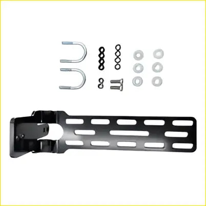 Black metal belt buckle with rectangular plate and multiple adjustment holes for 270 awning bracket fit for darche and kings