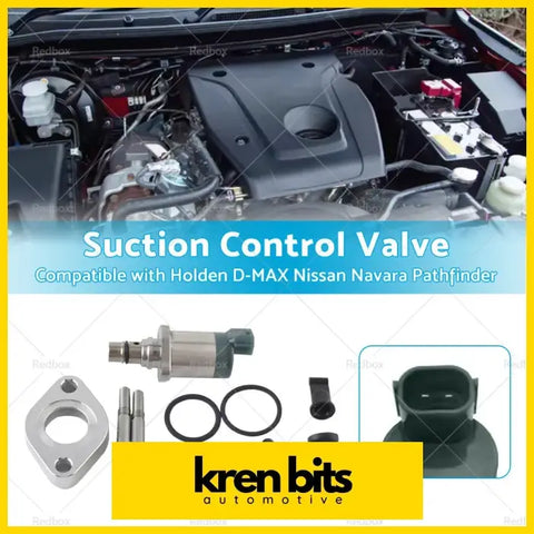Silver metallic suction control valve with black plastic connector and gaskets for holden d-max nissan navara pathfinder