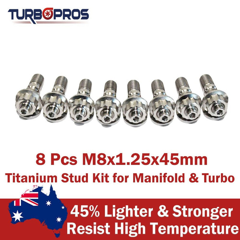 Manifold & Turbo 8 Pcs M8X1.25X45Mm Titanium Stud Kit