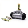 Silver 3/4 inch rear drum brake cylinder with black rubber boots and brass threaded rod for nissan 720 navara d21