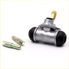 Silver cassab 3/4 rear drum brake cylinder with black rubber end caps and brass fitting for nissan 720 d21