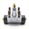 Silver metal 3/4 inch rear wheel brake cylinder with black rubber boots and brass fittings for nissan 720 1980-1986