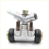 Silver metal 3/4 inch rear wheel brake cylinder with black rubber seals and brass fittings for nissan datsun 520 521