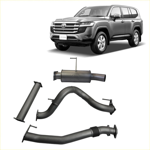 Gray metallic 3.5 inch dpf back exhaust system components for toyota landcruiser 300 series wagon back side