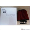 3 inch red ribbed air filter with black top and silver metal clamp by epman for improved engine airflow