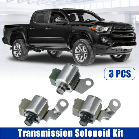 Black toyota tacoma pickup truck with chrome accents and alloy wheels paired with 3 pcs shift lock up solenoid kit for toyota a340e transmission