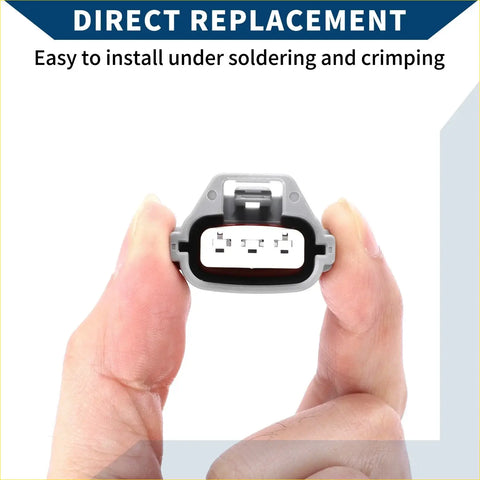 Gray plastic 3 pin headlight turn signal connector plug with black rubber grommet and white contacts for toyota 4runner