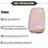 Pink and gold 3 button remote smart key fob cover case for toyota prius 2006-2022 with glossy translucent finish